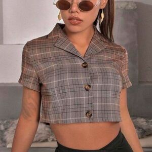 Cider NWT Plaid Cropped Top Medium